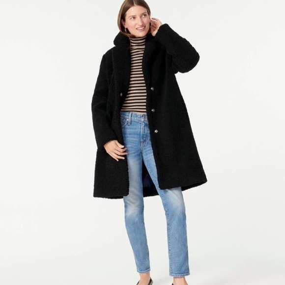 J. Crew Teddy Sherpa Topcoat Black